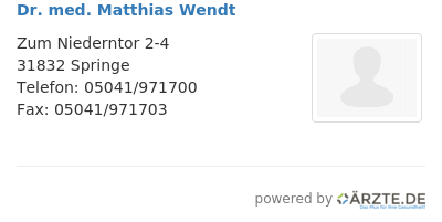 Dr med matthias wendt
