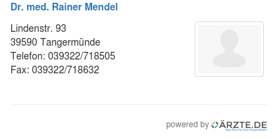 Dr med rainer mendel