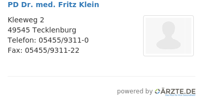 Pd dr med fritz klein