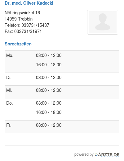 Dr med oliver kadecki