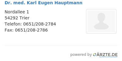 Dr med karl eugen hauptmann