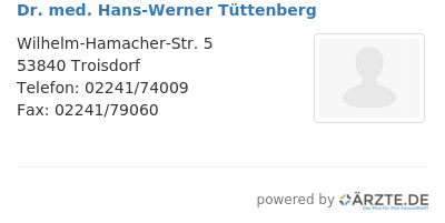 Dr med hans werner tuettenberg