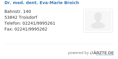 Dr med dent eva marie broich