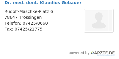 Dr med dent klaudius gebauer