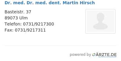 Dr med dr med dent martin hirsch