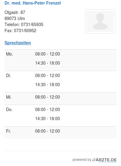Dr med hans peter frenzel