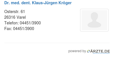Dr med dent klaus juergen kroeger