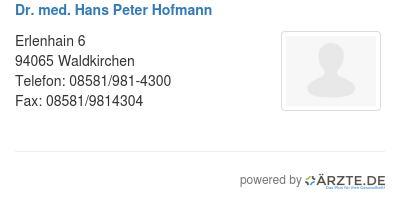 Dr med hans peter hofmann 581535