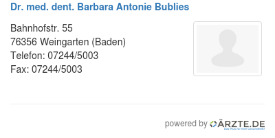 Dr med dent barbara antonie bublies