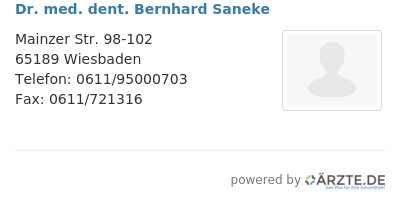 Dr med dent bernhard saneke