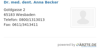 Dr med dent anna becker