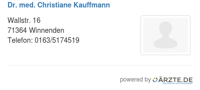 Dr med christiane kauffmann