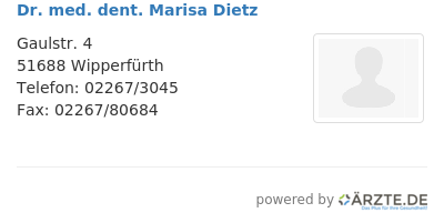 Dr med dent marisa dietz