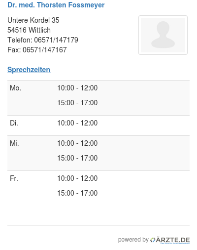 Dr med thorsten fossmeyer