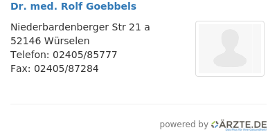 Dr med rolf goebbels
